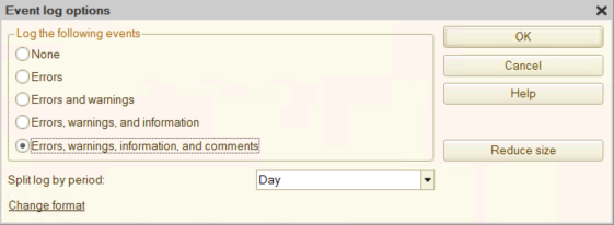 Fig. 59. Event log settings